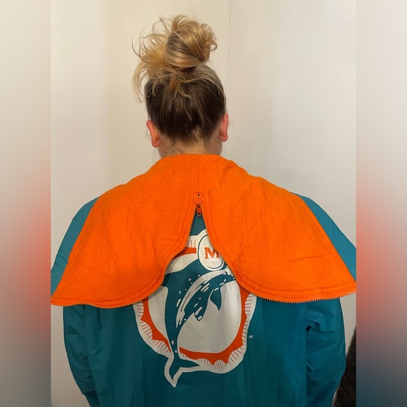 RARE Late 80s Miami Dolphins Vintage NFL Game Day Jacket Zip Hood Teal/Orange - Picture 16 of 16